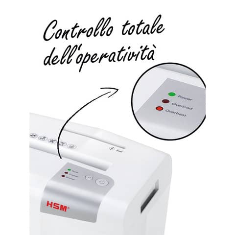 Distruggidocumenti uso moderato HSM Shredstar S10 - P-2 - 18 L - taglio a strisce 6 mm - bianco/argento - 1042121